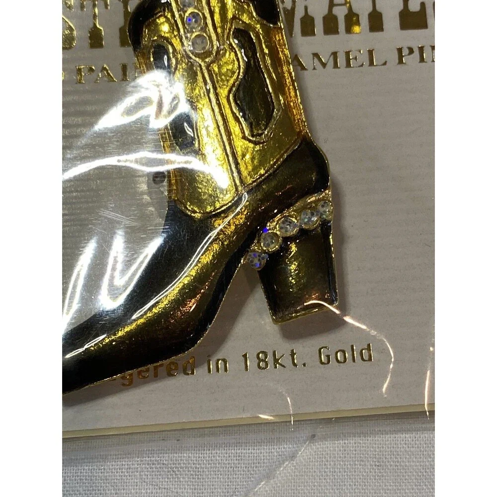 Cowboy Boot Pin Brooch Western Mates Hand Painted Enamel Rodeo  NIP